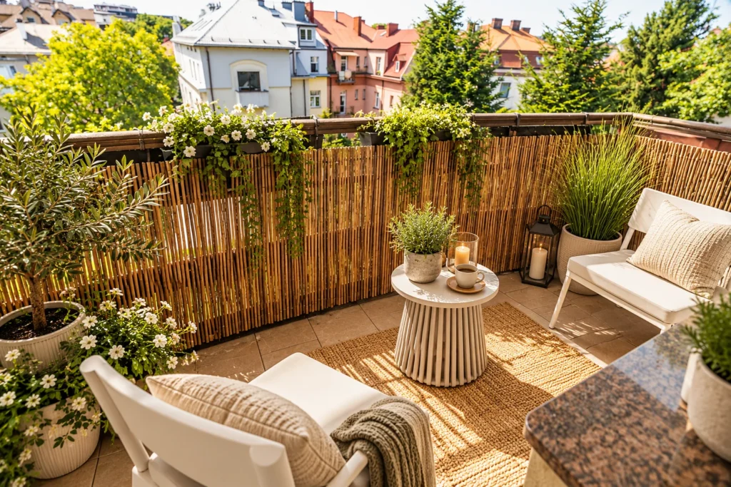 Balkon z miejscem wypoczynku, mieszkanie przy ulicy Moniuszki, Kraków · Osiedle Oficerskie