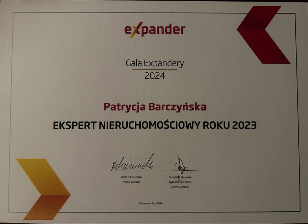 Dyplom Ekspert Nieruchomościowy Roku 2023 – Gala Expandery 2024
