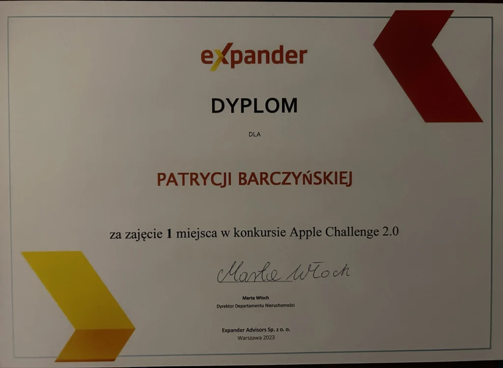 Dyplom I miejsce w konkursie Apple Challenge 2.0, Expander